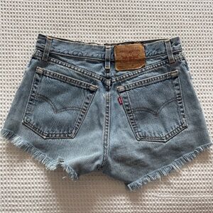 Levi's Light Blue Frayed Jean Shorts